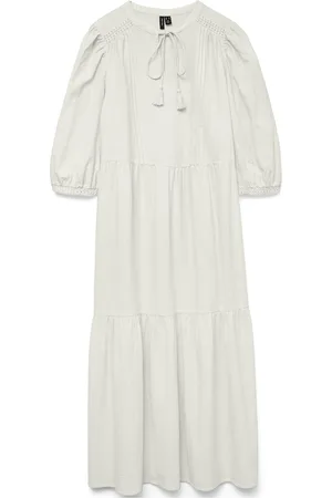 VERO MODA Vmpretty 3/4 Long Dress Wvn Ga White