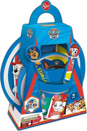 EUROMIC Paw Patrol, 5-Delt Skridsikker: Tallerken/Skål/Krus/Bestik