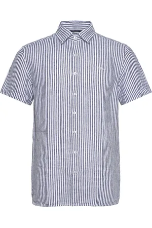 SEBAGO Linen Shirt Short Sleeve Navy