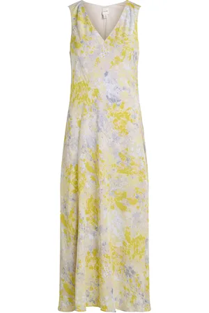 Calvin Klein Print Abstract Ecovero Vn Dress Yellow