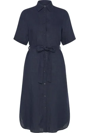 GANT Reg Linen Ss Shirt Dress Navy