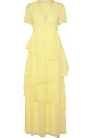 VILA Vidobby S/S Ankel Layer Dress/Dc/Ka Yellow
