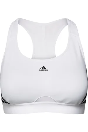 adidas Adidas Powerreact Training Medium-Support 3-Stripes Bra White