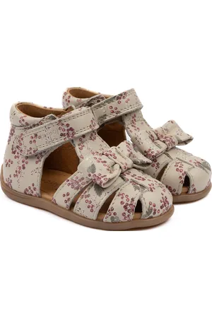 Pom Pom Starters Bow Velcro Sandal Beige