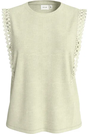 VILA Viotessa O-Neck Cap Sleeve Top Green