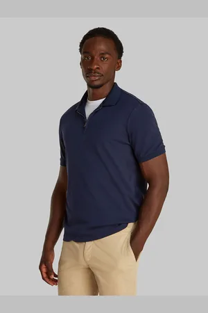 Calvin Klein Smooth Cotton Welt Zip Polo Navy