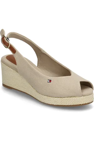 Tommy Hilfiger Flag Mid Wedge Espad Slingback Cream
