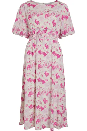 VILA Vilina O-Neck 2/4 Midi Dress/Dc Pink