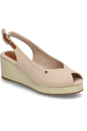 Tommy Hilfiger Flag Mid Wedge Espad Slingback Beige
