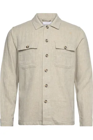 Lindbergh Cotton Linen Overshirts L/S Beige
