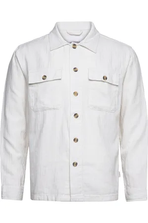 Lindbergh Cotton Linen Overshirts L/S White