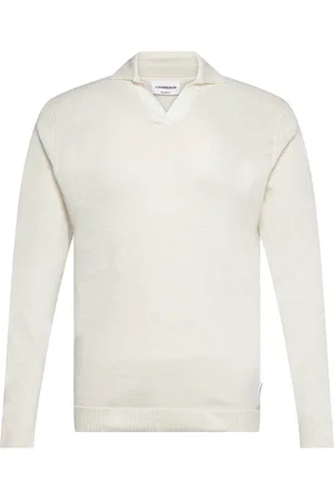 Lindbergh Casual L/S V-Neck Polo Knit White