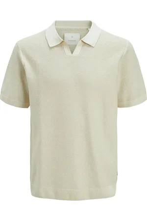 JACK & JONES Jprcceaston Knit Split Neck Ss Sn Cream Jack & J S
