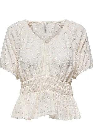 ONLY Onlrosa 2/4 V-Neck Top Box Jrs Beige