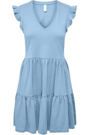 ONLY Onlmay Cap Sleeves Frill Dress Blue