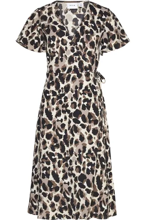 VILA Vilovie S/S Wrap Midi Dress - Noos Patterned