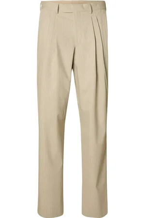 SELECTED Slhrelaxed-Finn Pinstriped Trs Beige