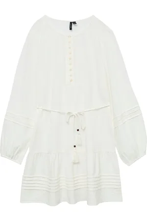 VERO MODA Vmolya Ls Short Dress Wvn Ga White