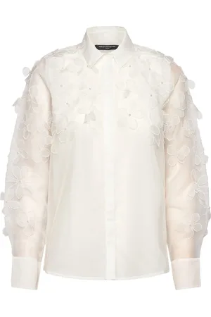 French Connection Camden 3D Floral Shirt White
