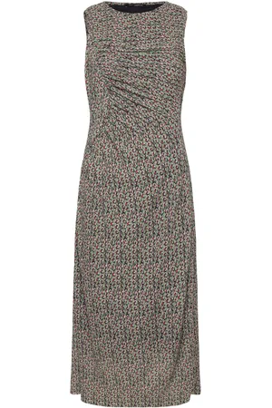 French Connection Shannon Ruched Midi Dress Brown