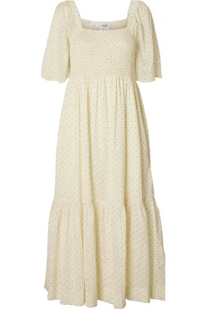 SELECTED Slfdora Ss Aop Ankle Dress B Cream