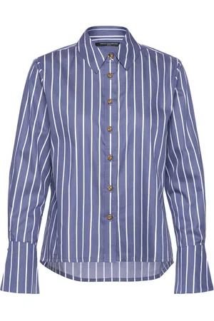French Connection Alexis Cotton Stripe L/S Shirt Blue
