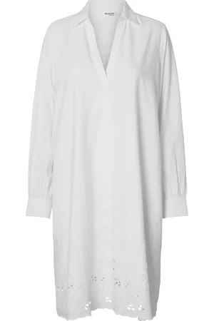 SELECTED Slfdahlia Ls Short Broderi Dress B White
