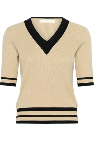 INWEAR Leenahiw V-Neck Blouse Beige