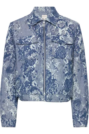 French Connection Charlotte Jacquard Denim Jacke Blue