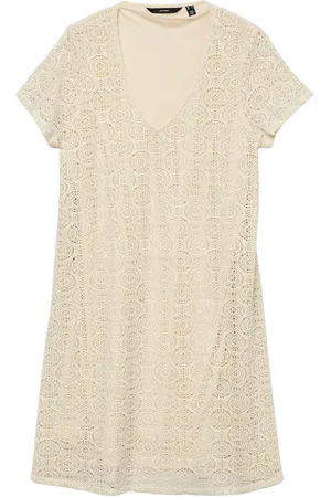 VERO MODA Vmmaya Ss V Neck Short Dress Jrs Girl Cream