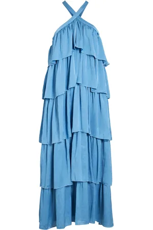 VILA Vifiluka H/N S/L Ankle Dress/Dc/R/Bfs Blue