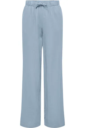 ONLY Carcaro Mw Linen Bl Pull-Up Pant Tlr Blue