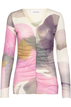 Coster Copenhagen Mesh Top In Liqued Flower Print Pink