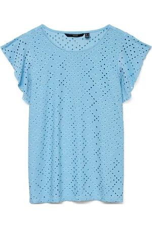 VERO MODA Vmtassa Sl Frill Top Noos Blue