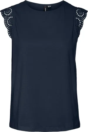 VERO MODA Vmemily Sl Gathering Top Jrs Noos Navy