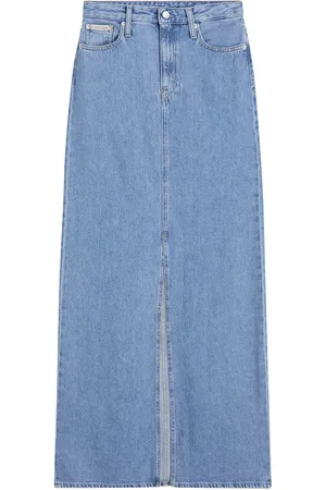 Calvin Klein A-Line Maxi Denim Skirt Blue
