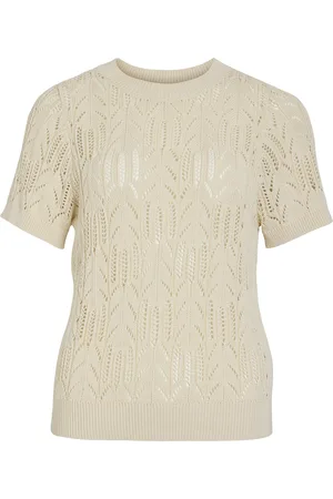 VILA Vicotti S/S O-Neck Knit Top - Noos Beige
