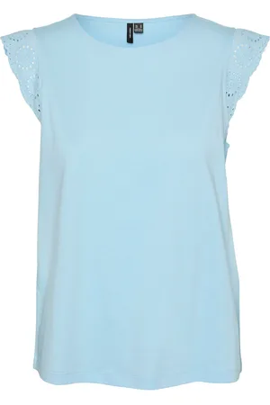 VERO MODA Vmemily Sl Gathering Top Jrs Noos Blue