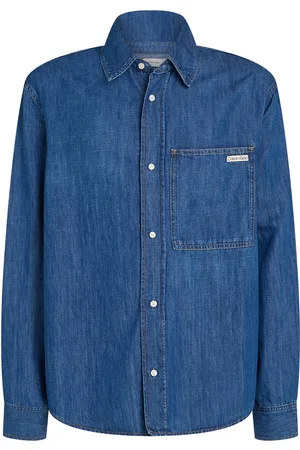 Calvin Klein Regular Linear Denim Shirt Blue