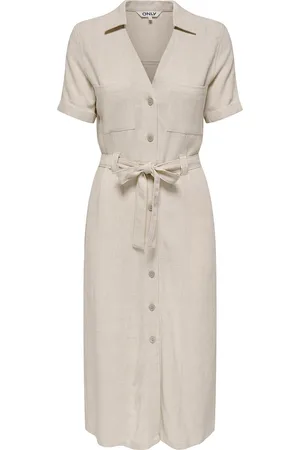 ONLY Onlsiesta Ss Lin Bl Shirt Dress Pnt Noos Beige