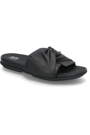 FitFlop Gracie Soft-Twist Leather Slides Black