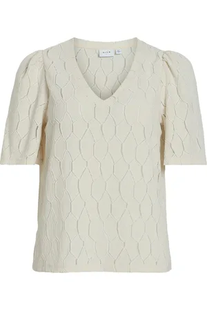 VILA Vimarcella V-Neck 2/4 Top/R White