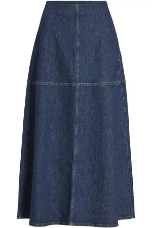 VILA Vijaf Hw A-Line Ankle Denim Skirt Dbd007 Navy