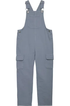 MANGO Long Denim Overalls With Pocket Blue
