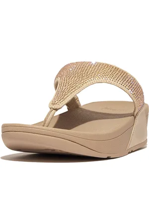 FitFlop Lulu Crystal Embellished Toe-Post Sandals Beige
