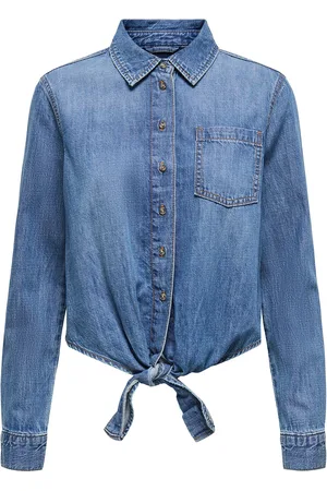 ONLY Onlsevigny Lecey Ls Knot Dnm Shirt Akm Blue