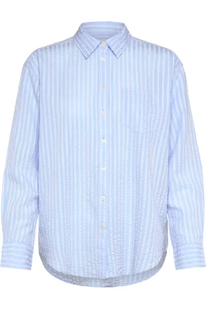 GANT Rel Tonal Striped Seersucker Shirt Blue