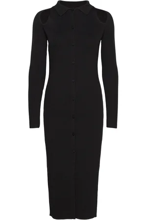 Calvin Klein Iconic Rib Shirt Midi Dress Black