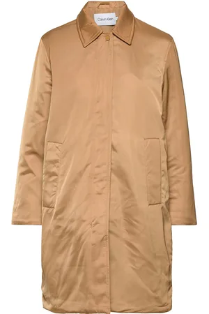 Calvin Klein Minimal Padded Satin Coat Brown