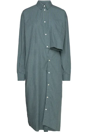 WoodWood Jaden Poplin Stripe Dress Green